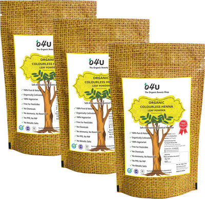 

O4U Colourless Henna leaf powder for hair colour / organic colourless henna powder for Shiny, Healthy, Thick hair - set of 3 (100 gm +100 gm + 100 gm)(300 g)