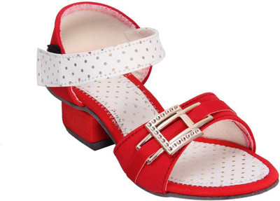 Indcrown Girls Velcro Heels(Red