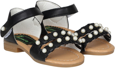 

Buckled Up Girls Velcro Strappy Sandals(Black