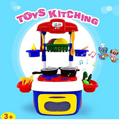 

Baby Tintin Luxury Battery Operated Kitchen Set With Lights, Sound and Carry Bag Big Size For Girls (Multi)
