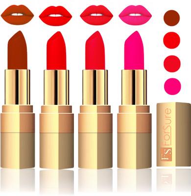 

Forsure Golden Velvet Matte Lipstick(Brown,Romantic Red,Red,Peach)