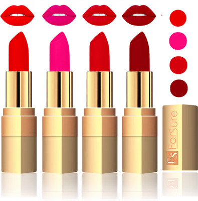 

Forsure Golden Velvet Matte Lipstick(Sweet Red,Pink,Soft Red,Maroon, 14 g)