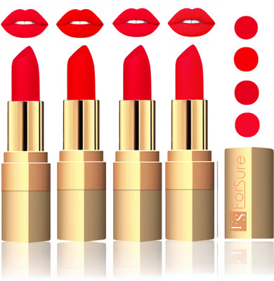 

Forsure Golden Velvet Matte Lipstick(Soft Red,Sweet Pink,Romantic Red,Red, 14 g)