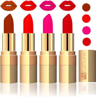 

Forsure Golden Velvet Matte Lipstick(Brown,Fast Red,Pink,Soft Red, 14 g)