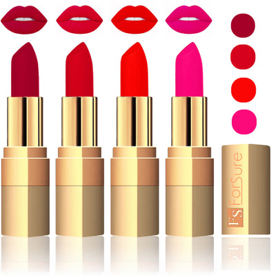 

Forsure Golden Velvet Matte Lipstick(Plum,Mauve,Fast Red,Pink, 14 g)