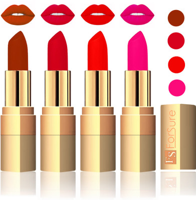 

Forsure Golden Velvet Matte Lipstick(Brown,Mauve,Fast Red,Pink, 14 g)