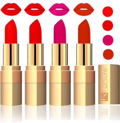 

Forsure Golden Velvet Matte Lipstick(Fast Red,Sweet Red,Purple,Chocolate, 14 g)