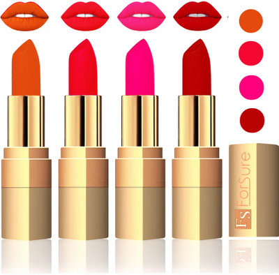 

Forsure Golden Velvet Matte Lipstick(Light Brown,Red,Peach,Coffee, 14 g)