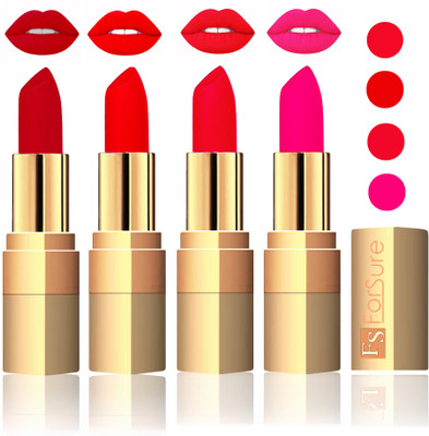 

Forsure Golden Velvet Matte Lipstick(Maroon,Romantic Red,Red,Peach, 14 g)