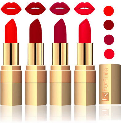 Forsure Golden Velvet Matte Lipstick(Fast Red,Maroon,Plum,Sweet Pink, 14 g)