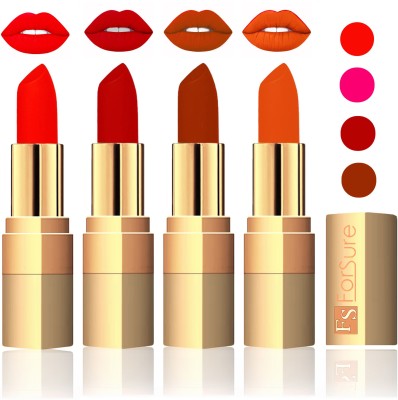 

Forsure Golden Velvet Matte Lipstick(Hot Red,Coffee,Brown,Light Brown, 14 g)