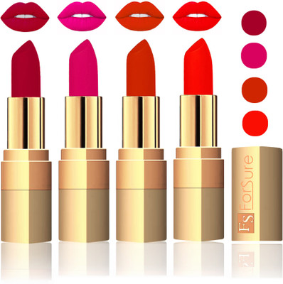 

Forsure Golden Velvet Matte Lipstick(Plum,Purple,Chocolate,Hot Red, 14 g)