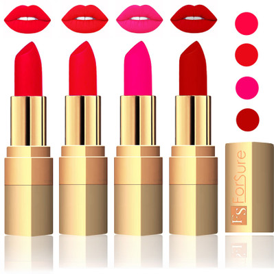 

Forsure Golden Velvet Matte Lipstick(Sweet Pink,Red,Peach,Coffee, 14 g)