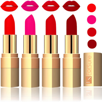 

Forsure Golden Velvet Matte Lipstick(Romantic Red,Pink,Soft Red,Maroon, 14 g)
