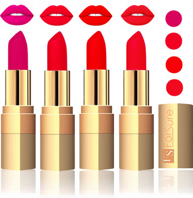 

Forsure Golden Velvet Matte Lipstick(Purple,Sweet Pink,Romantic Red,Red, 14 g)
