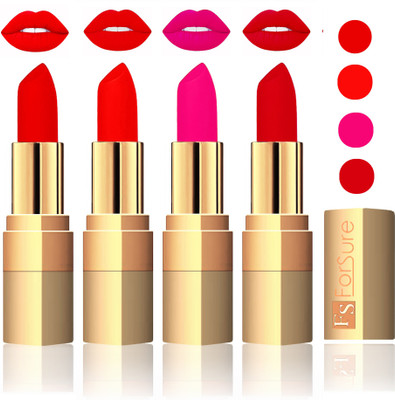 

Forsure Golden Velvet Matte Lipstick(Sweet Red,Fast Red,Pink,Soft Red, 14 g)