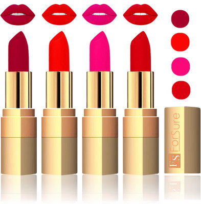 

Forsure Golden Velvet Matte Lipstick(Plum,Fast Red,Pink,Soft Red, 14 g)
