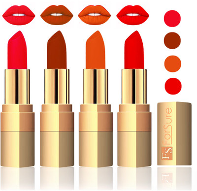 Forsure Golden Velvet Matte Lipstick(Red,Brown,Light Brown,Sweet Red, 14 g)