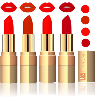

Forsure Golden Velvet Matte Lipstick(Fast Red,Chocolate,Hot Red,Maroon, 14 g)