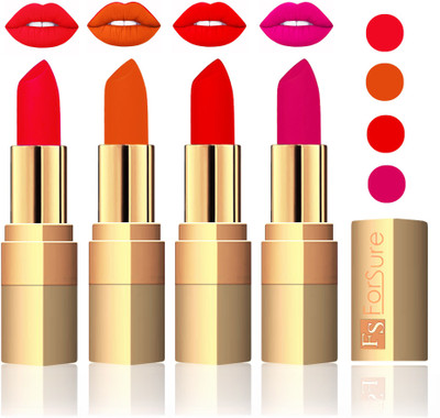 

Forsure Golden Velvet Matte Lipstick(Red,Light Brown,Sweet Red,Purple, 14 g)