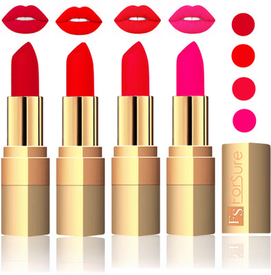 

Forsure Golden Velvet Matte Lipstick(Mauve,Romantic Red,Red,Peach, 14 g)