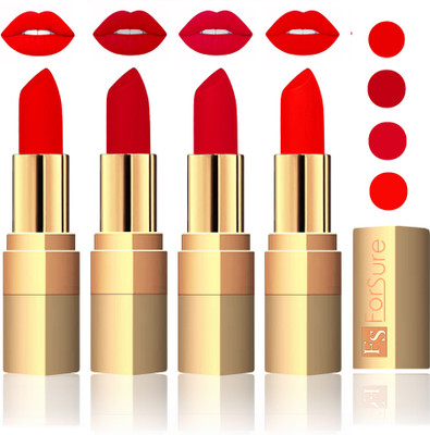 

Forsure Golden Velvet Matte Lipstick(Sweet Red,Maroon,Mauve,Fast Red, 14 g)
