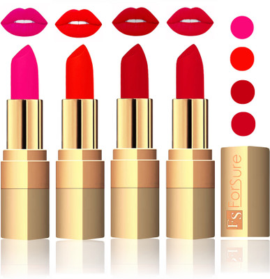 

Forsure Golden Velvet Matte Lipstick(Pink,Hot Red,Maroon,Mauve, 14 g)