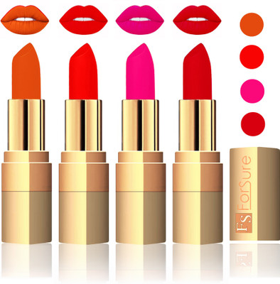 

Forsure Golden Velvet Matte Lipstick(Light Brown,Fast Red,Pink,Soft Red, 14 g)