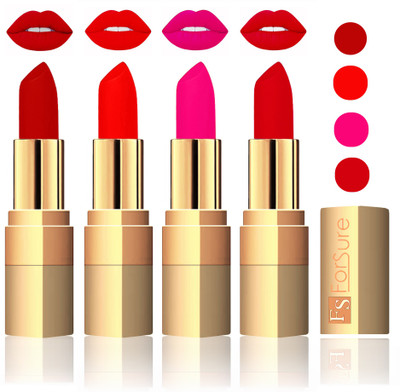 

Forsure Golden Velvet Matte Lipstick(Coffee,Fast Red,Pink,Soft Red, 14 g)