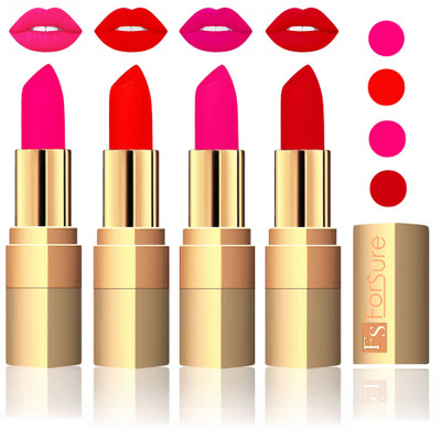 

Forsure Golden Velvet Matte Lipstick(Peach,Fast Red,Pink,Soft Red, 14 g)