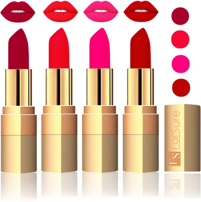 

Forsure Golden Velvet Matte Lipstick(Plum,Red,Peach,Coffee, 14 g)