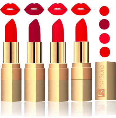 

Forsure Golden Velvet Matte Lipstick(Sweet Red,Plum.Sweet Pink,Romantic Red, 14 g)