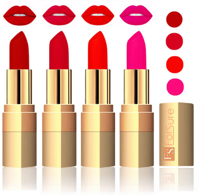 

Forsure Golden Velvet Matte Lipstick(Coffee,Mauve,Fast Red,Pink, 14 g)