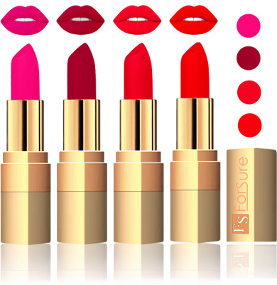 

Forsure Golden Velvet Matte Lipstick(Pink,Plum,Sweet Pink,Romantic Red, 14 g)