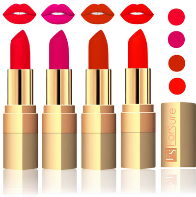 Forsure Golden Velvet Matte Lipstick(Sweet Pink,Purple,Chocolate,Hot Red, 14 g)