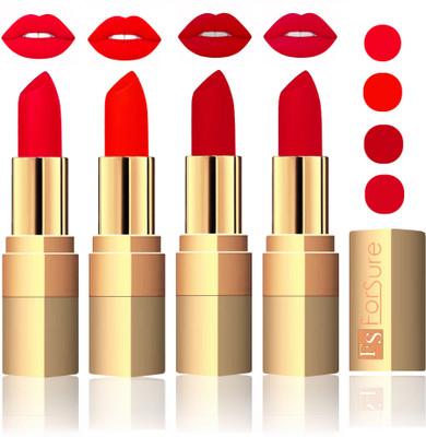 

Forsure Golden Velvet Matte Lipstick(Soft Red,Hot Red,Maroon,Mauve, 14 g)
