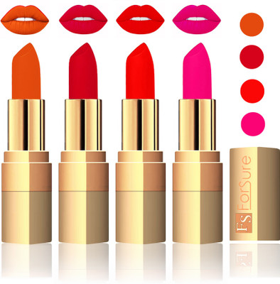 

Forsure Golden Velvet Matte Lipstick(Light Brown,Mauve,Fast Red,Pink, 14 g)