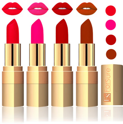 

Forsure Golden Velvet Matte Lipstick(Sweet Pink,Peach,Coffee,Brown, 14 g)