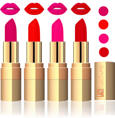 

Forsure Golden Velvet Matte Lipstick(Purple,Fast Red,Pink,Soft Red, 14 g)