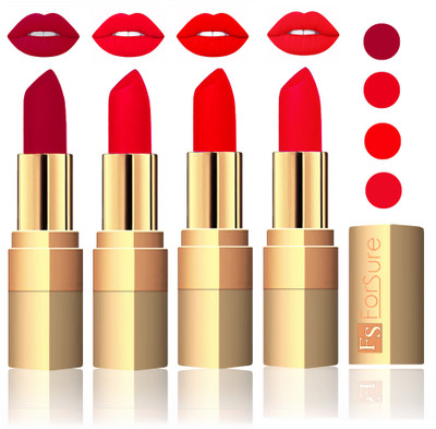 

Forsure Golden Velvet Matte Lipstick(Plum,Sweet Pink,Romantic Red,Red, 14 g)