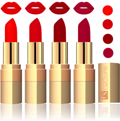 

Forsure Golden Velvet Matte Lipstick(Fast Red,Soft Red,Maroon,Plum, 14 g)
