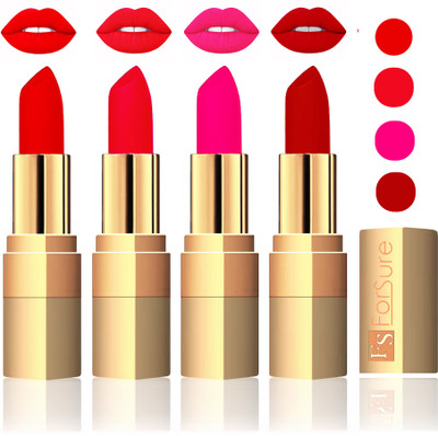 

Forsure Golden Velvet Matte Lipstick(Sweet Red,Red,Peach,Coffee, 14 g)