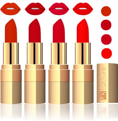 

Forsure Golden Velvet Matte Lipstick(Chocolate,Maroon,Mauve,Fast Red, 14 g)