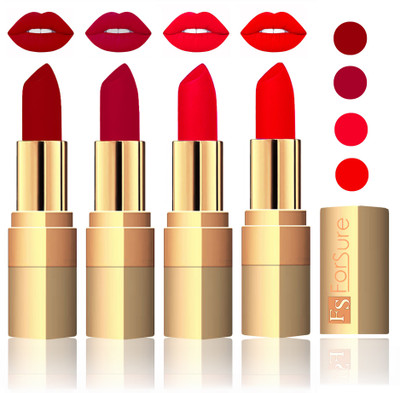 

Forsure Golden Velvet Matte Lipstick(Maroon,Plum,Sweet Pink,Romantic Pink, 14 g)