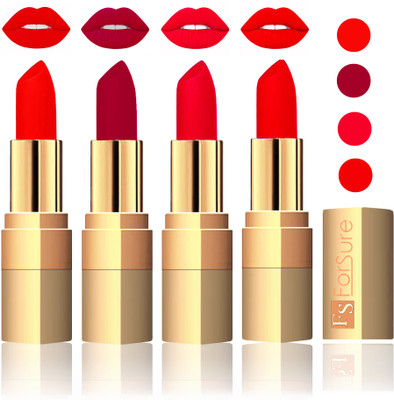 

Forsure Golden Velvet Matte Lipstick(Fast Red,Plum,Sweet Pink,Romantic Red, 14 g)