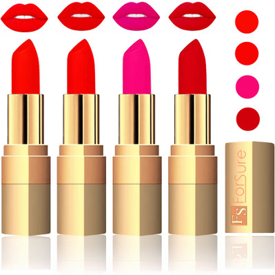 

Forsure Golden Velvet Matte Lipstick(Hot Red,Fast Red,Pink,Soft Red, 14 g)