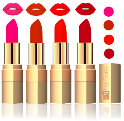 

Forsure Golden Velvet Matte Lipstick(Peach,Chocolate,Hot Red,Maroon, 14 g)