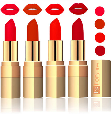 

Forsure Golden Velvet Matte Lipstick(Soft Red,Chocolate,Hot Red,Maroon, 14 g)