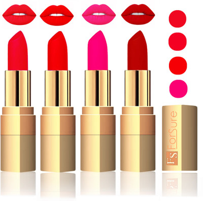 

Forsure Golden Velvet Matte Lipstick(Red,Romantic Red,Peach,Coffee, 14 g)