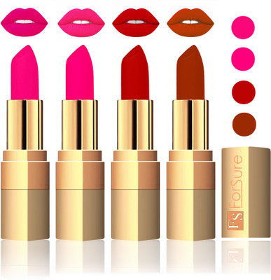 

Forsure Golden Velvet Matte Lipstick(Pink,Peach,Coffee,Brown, 14 g)